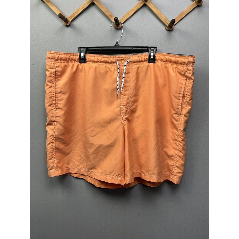 Croft & Barrow Swim Trunks Mens XL Orange Solid Elastic Waist Mesh Lined Shorts
